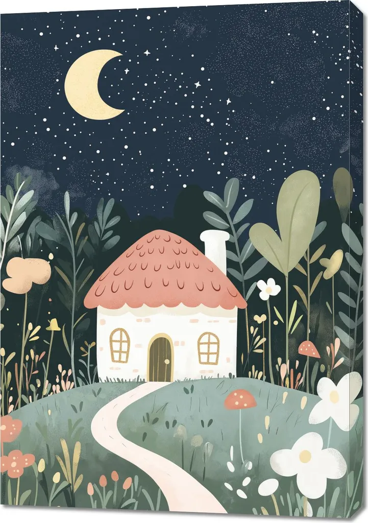 Quadro Notte Stellata 70x100 per Bambini - Decorazione Parete Moderna