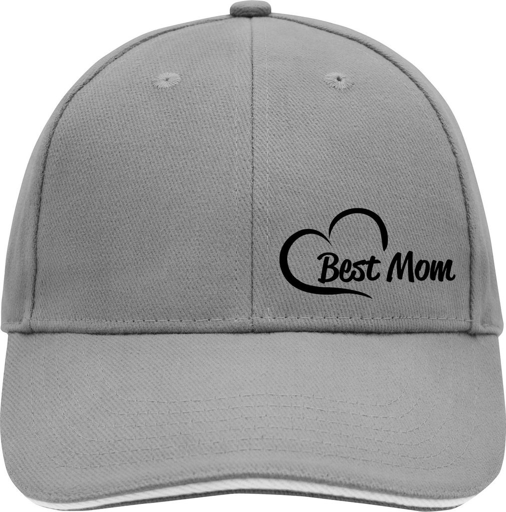 Huuraa Cappy Mütze Best Mom Heart Dark Grey/White Baumwolle 6-Panel Kappe Geschenkidee