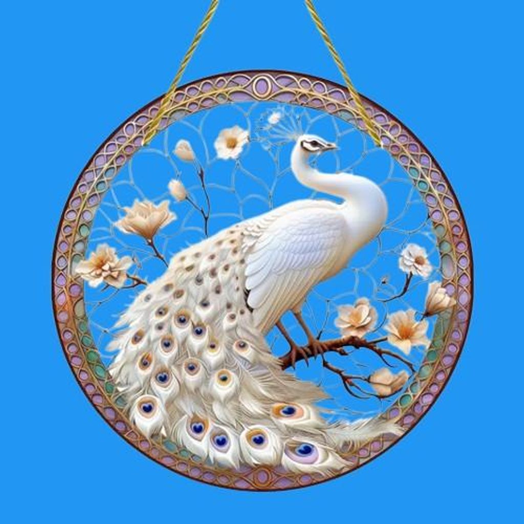 GKA Sonnenfänger Pfau 20 cm Buntglas Lichtfänger Produktbild 