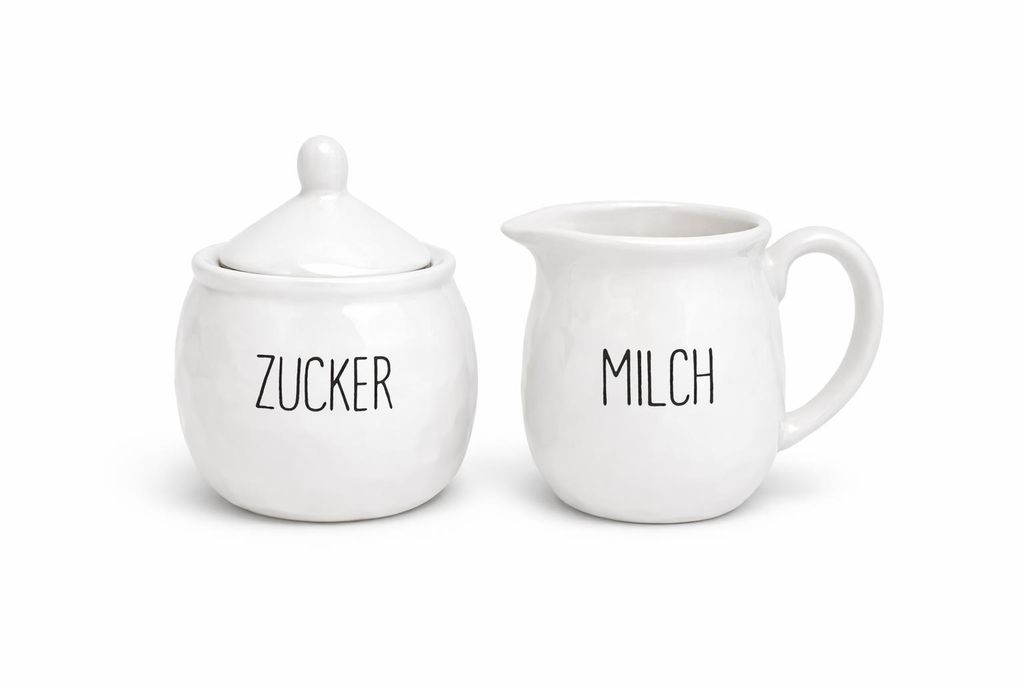 Keramik Milch- & Zucker-Set auf Platte | 20x10x12,5 cm | Produktbild 