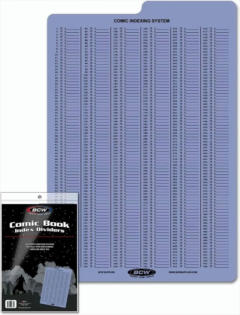 BCW Indexblätter für Comicsammlung (in Titeltrenner-Format) (10 Stück)