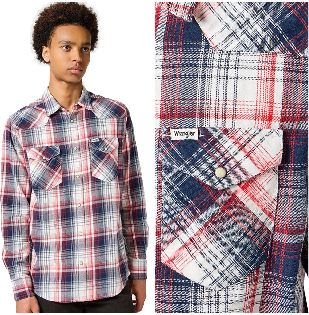 Wrangler Herren Western -Shirt Rotblau 112357243 W5B4017570