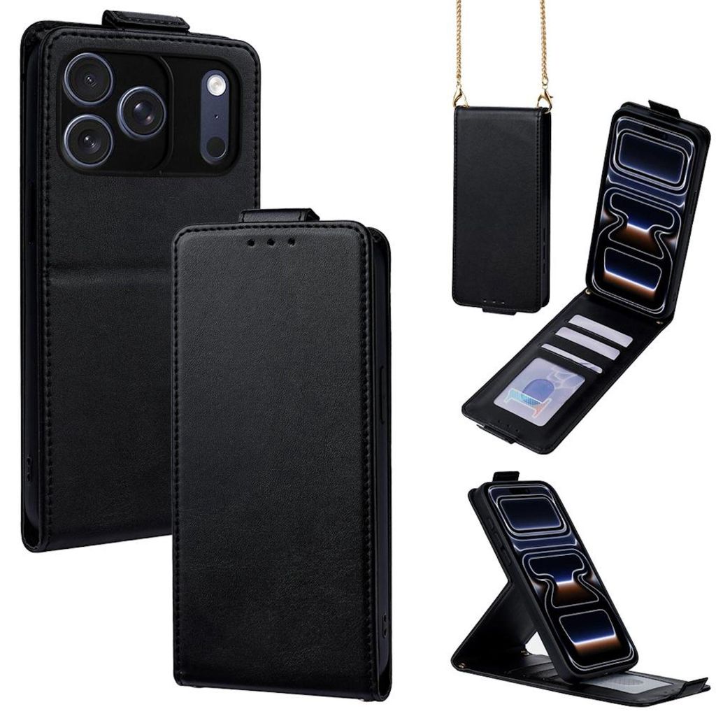 Handy Hülle Klapphülle für Apple iPhone 17 Pro Flip Case mit Kartenfach Schwarz