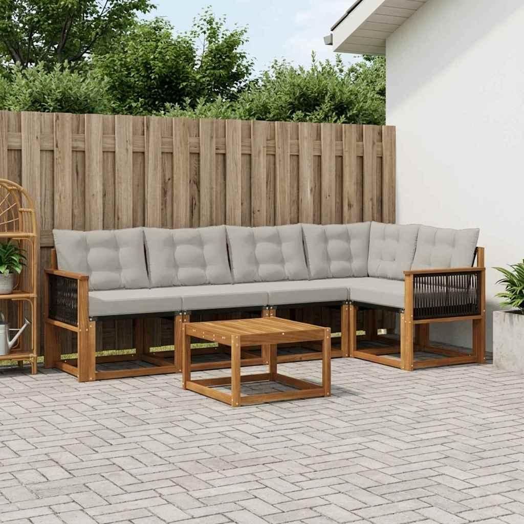 Möbel Outdoor-Sofagarnitur mit Kissen 6 pcs Natürlich und HellgrauGartensofas - Gartensofas c590