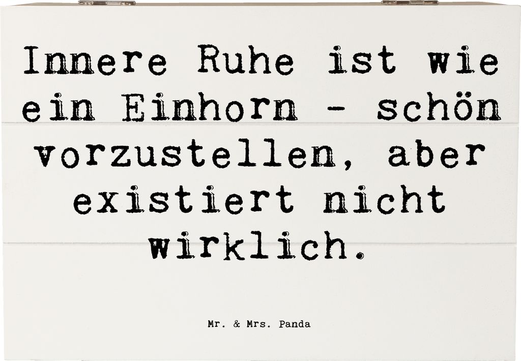 Mr. & Mrs. Panda Box Spruch Innere Ruhe 22 x 15 cm - Weiß - Geschenk, Motivation, Stimmungen, Holzkiste mit Deckel, Achtsamkeit, Zitat, Balance, E...