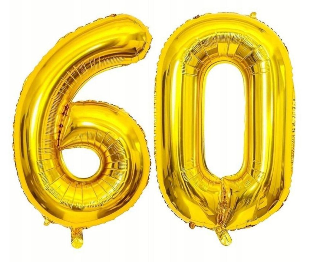 Palloncini - 60° compleanno - Numeri in lamina d'oro - Immagine del prodotto 