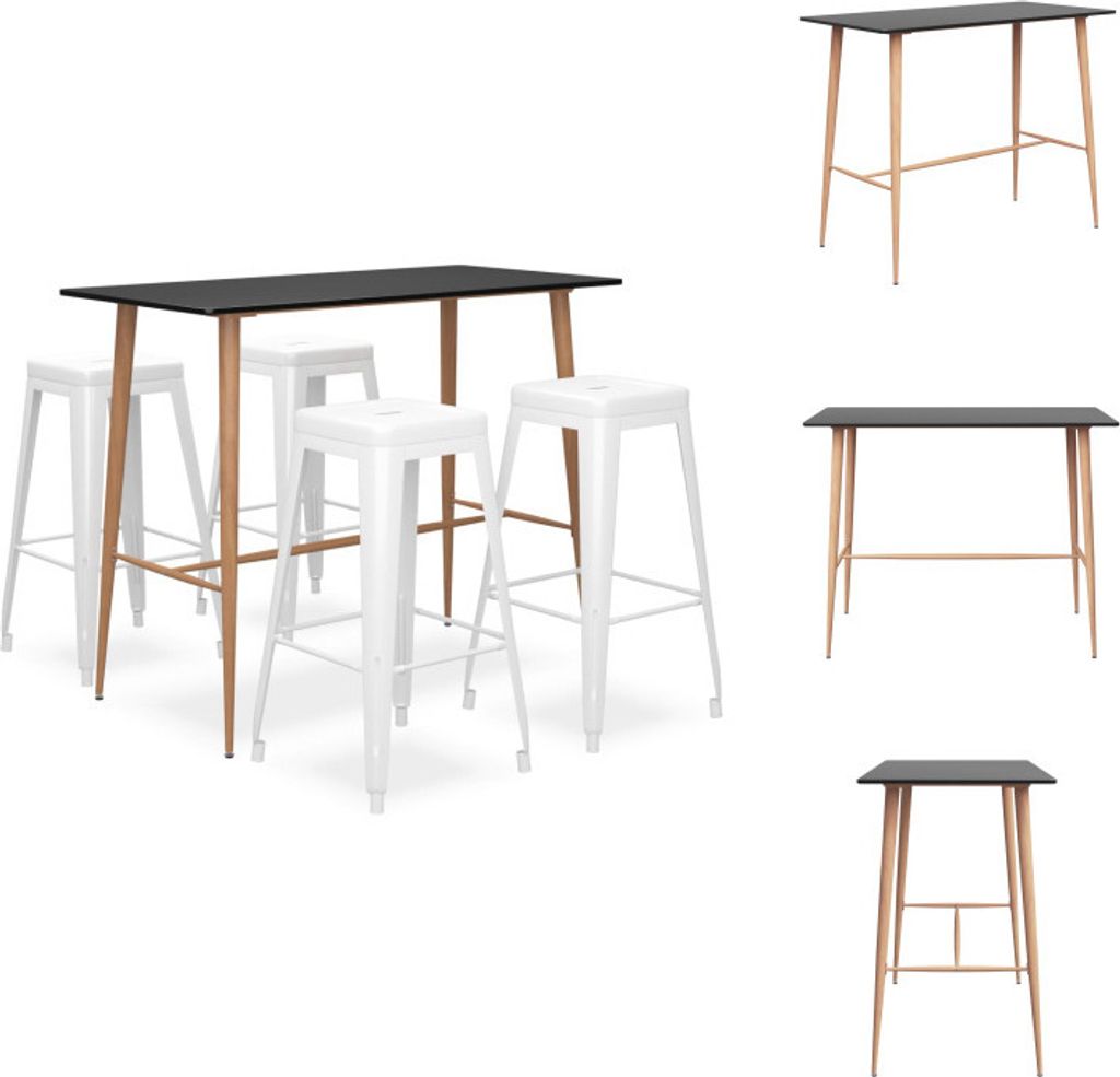 vidaXL 5-tlg. Bar-Set Schwarz und Weiß - Essgruppen