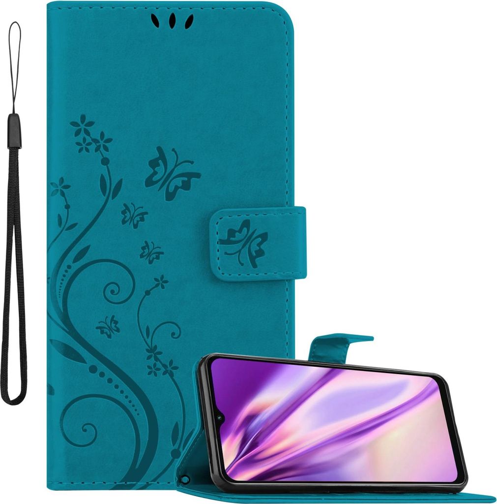 Cadorabo Hülle für Samsung Galaxy A13 5G Schutz Hülle in Blau Schutzhülle Handy Hülle Etui Case Blumen Flower