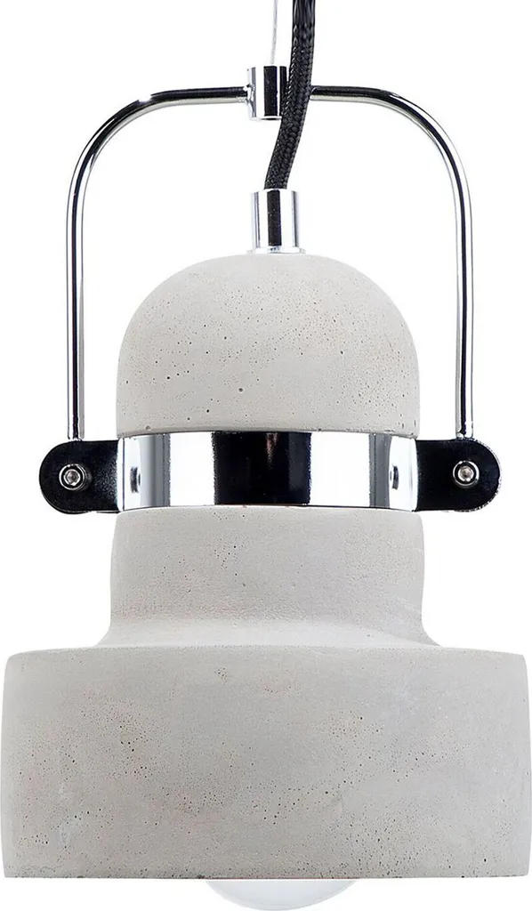 Lustre suspension industrielle en béton et métal gris forme cloche 25cm