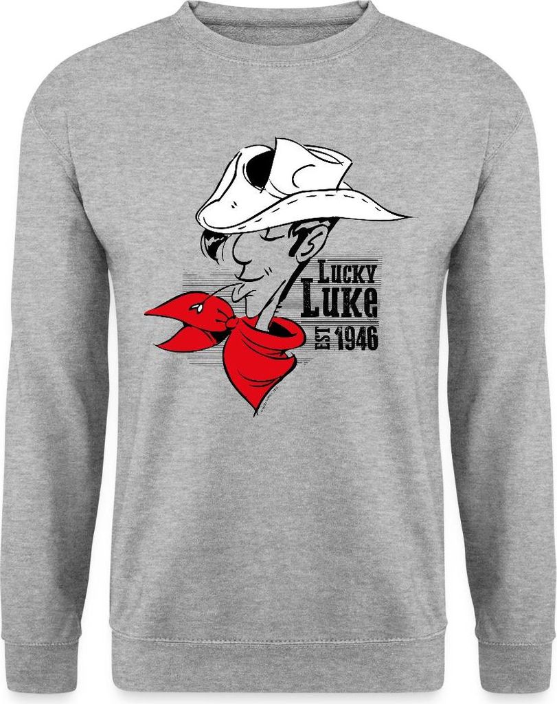 Spreadshirt Lucky Luke Est. 1946 Uni Pullover, 3XL, Weißgrau meliert