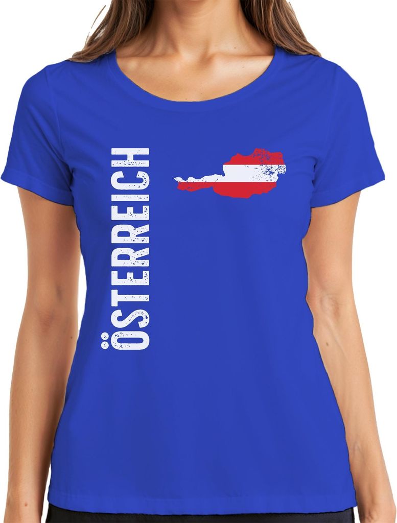 Österreich Fussball Fan Weltmeisterschaft Europameisterschaft WM Damen T-Shirt, Blau, S