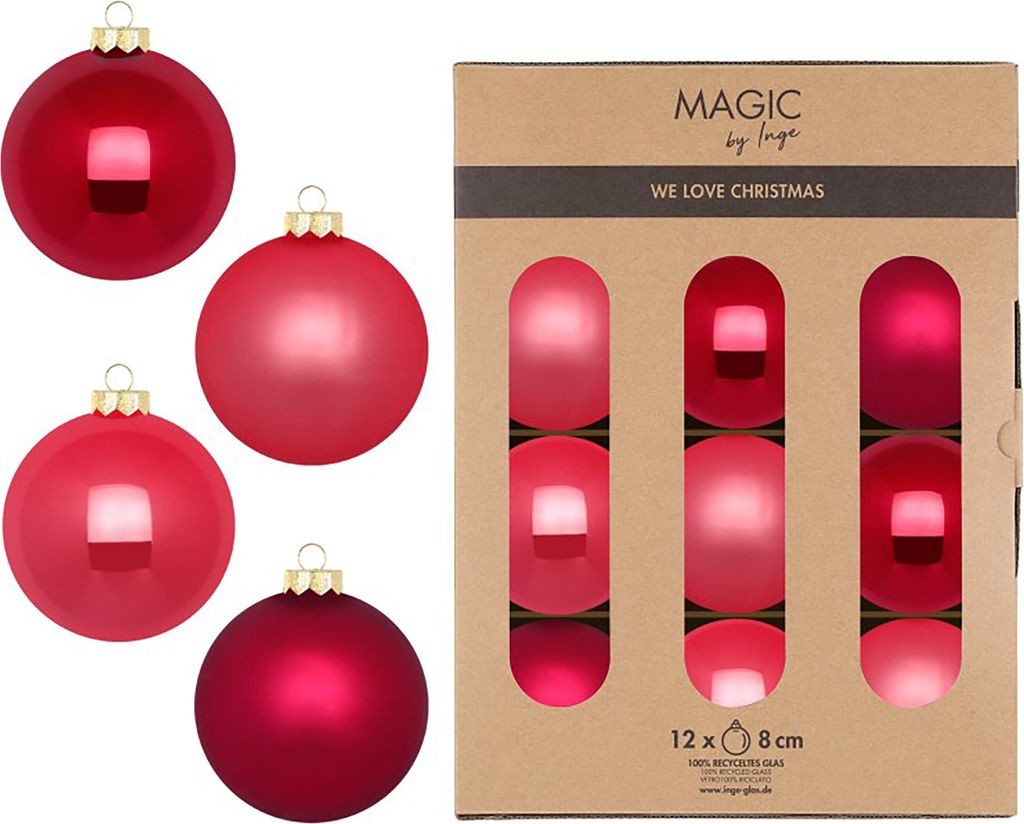 Weihnachtskugeln Glas 8cm 12 Stück - Gentle Pink Produktbild 