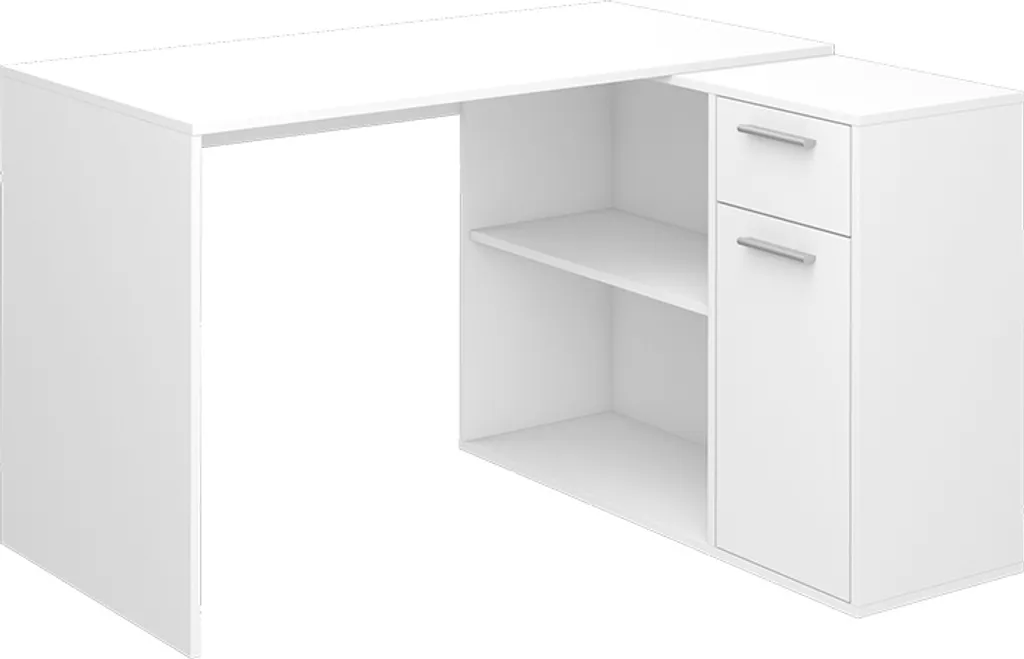 Petit Bureau d'Angle Blanc Vicco Robin 120cm pour Ordinateur et Études