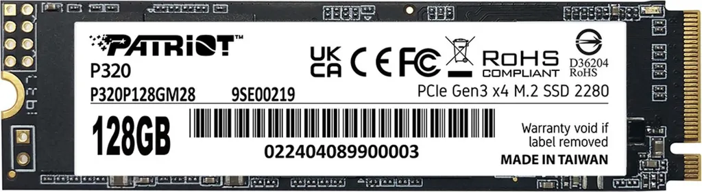 Patriot P320 128 Go SSD M.2 NVMe PCIe Gen3 x4 Technologie 3D NAND