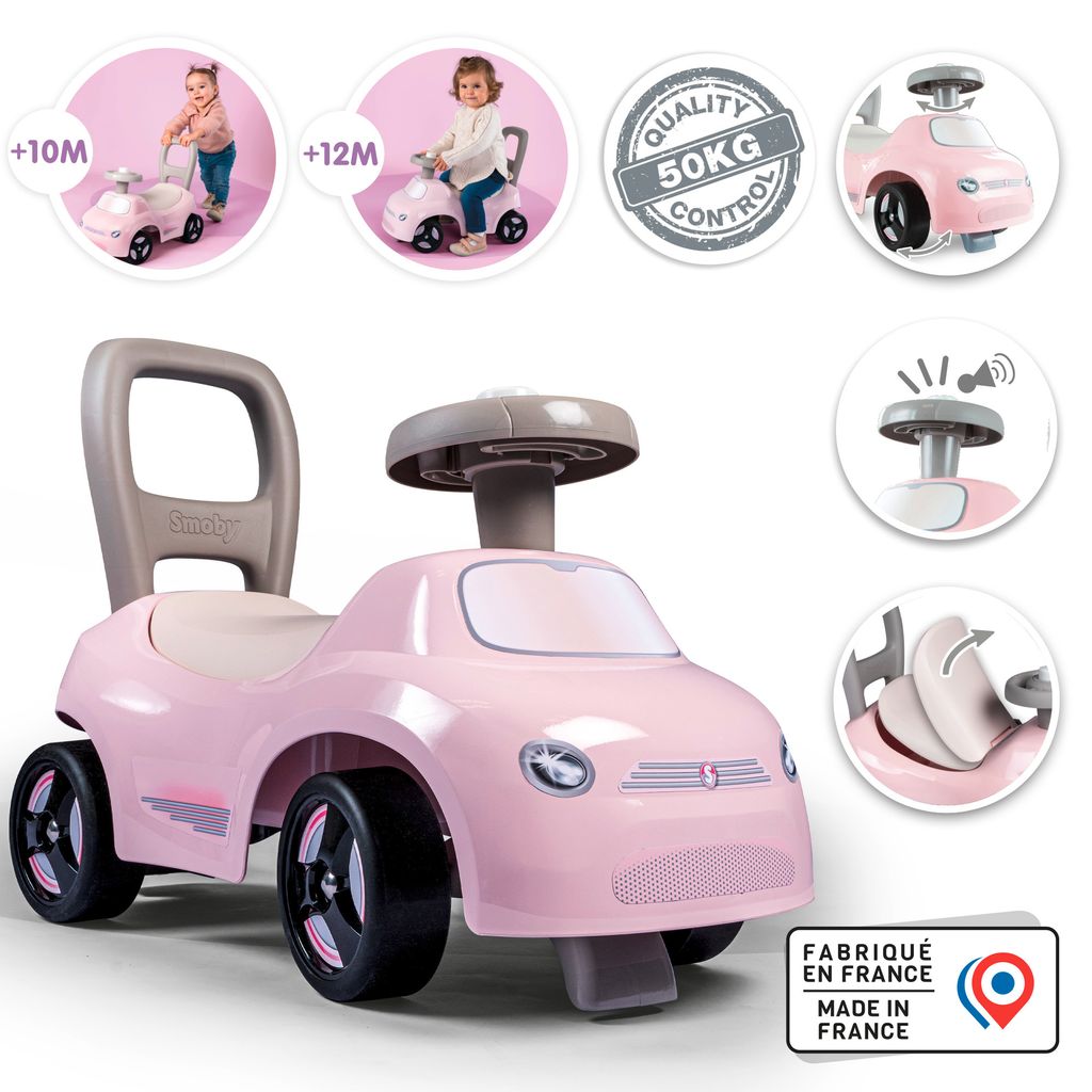 Smoby - 2-in-1 Ride-On Toy - Pink Car - Storage compartment Immagine del prodotto 
