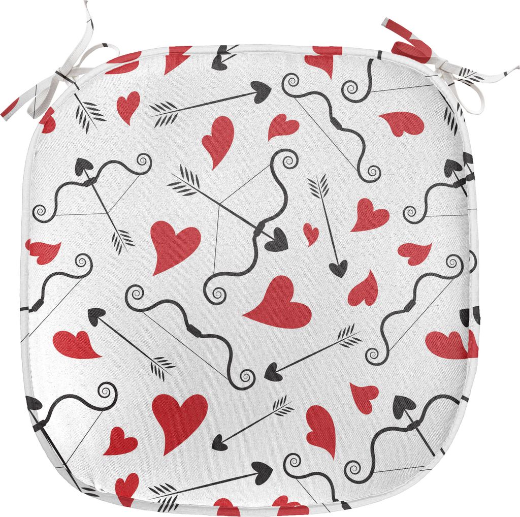 ABAKUHAUS Valentines Polster für Esszimmerstühle, Pfeile Amors, Dekoratives wasserfestes Kissen mit Riemen für Küchensitze, 40 cm x 40 cm, Schw...
