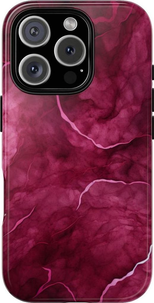 Abstraktes Marmor-Design in Burgunderrot – Hülle Kompatibel mit iPhone 16 Pro
