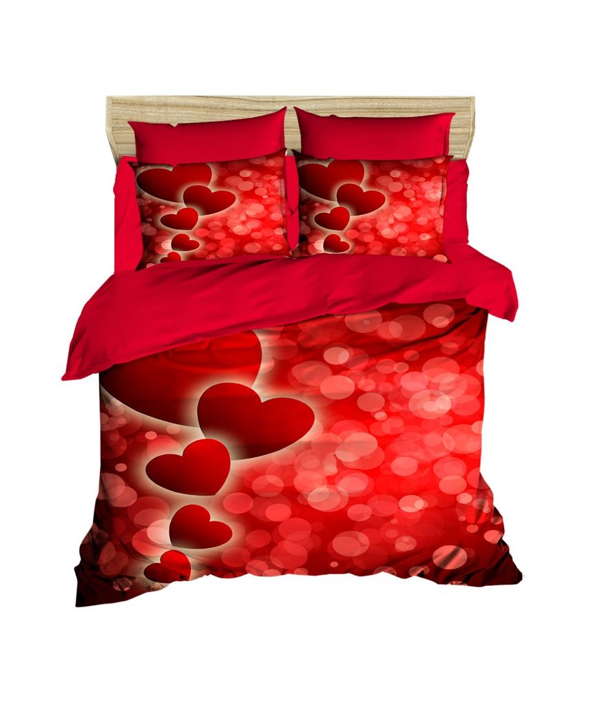 L'Essentiel Linge de Maison, 182, Doppel-Bettbezug-Set, 100 % POLYESTER-MICROSATIN, Rot, 200 x 220 cm