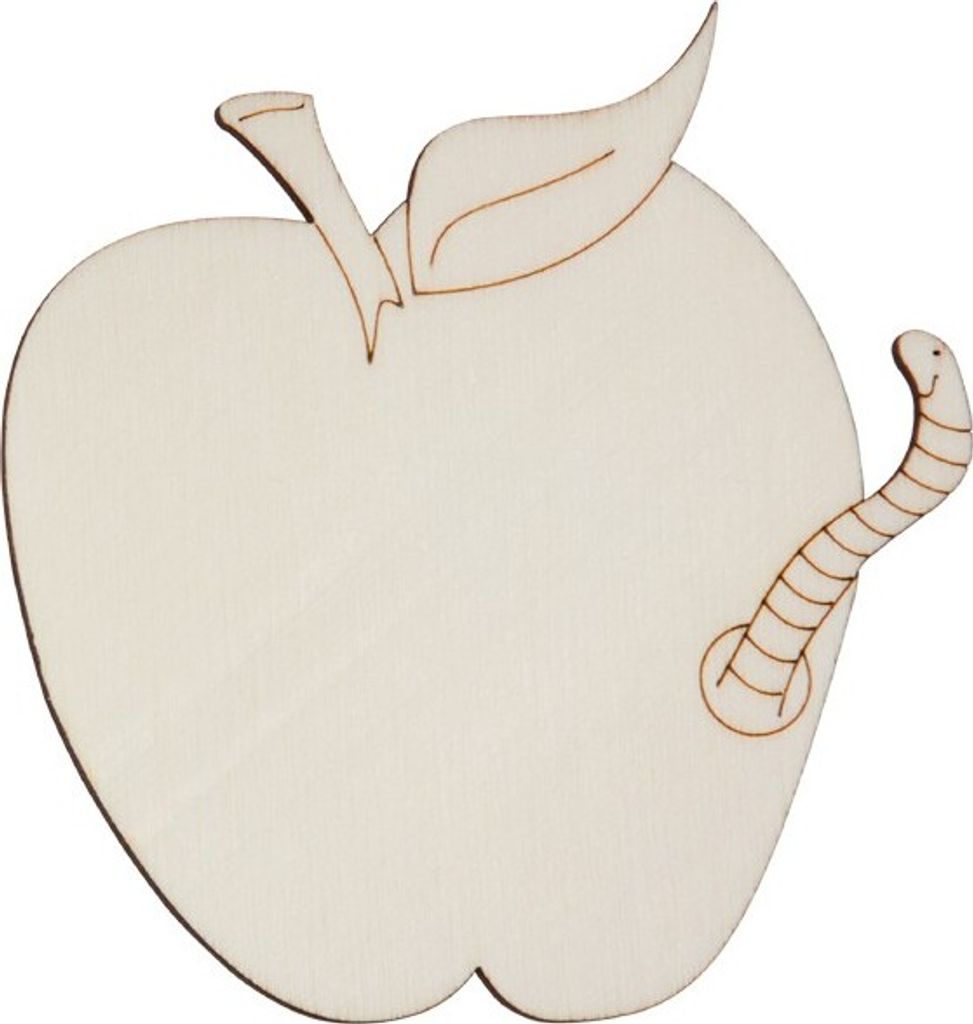 Hofmeister Holzwaren Geschenk Anhänger Tür Schild 'APFEL mit WURM' Fensterbild Kinder, L85xB82xH3 mm, 27007