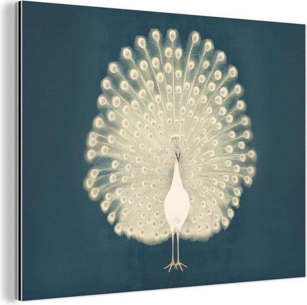 MuchoWow Wanddekoration Metall Metallbild Wandkunst 80x60 cm Vogel - Blau - Vintage MuchoWow Aluminium Gemälde - Alubild