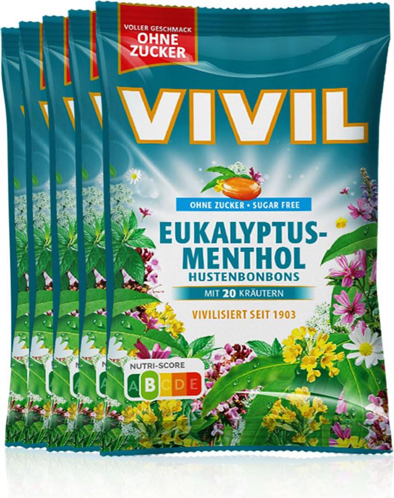 VIVIL Eukalyptus-Menthol Hustenbonbons ohne Zucker | 5 Produktbild 