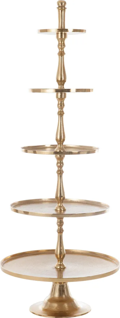 Présentoir à Gâteaux 5 Étages Rond en Aluminium Or pour Buffets Chics