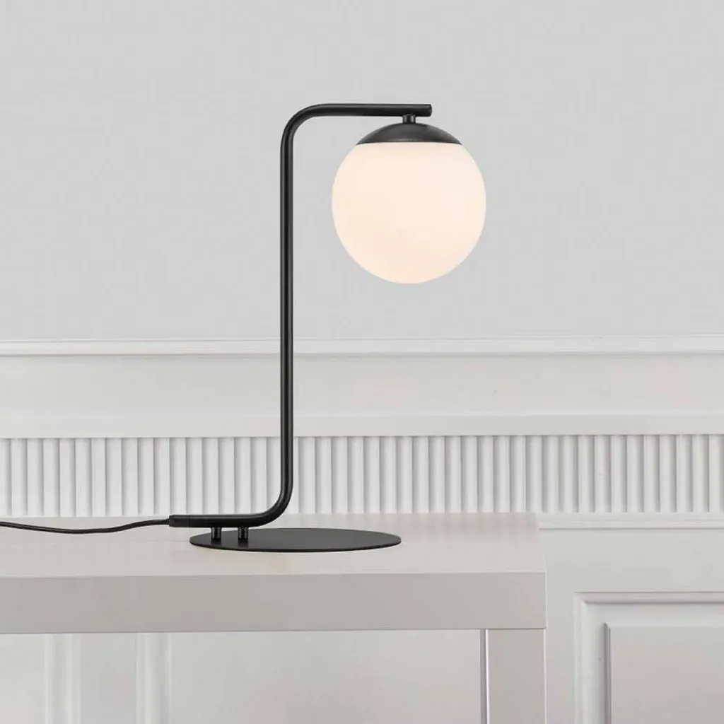 Lampada Grant Nordlux 14,5 cm - Vetro Bianco Opale e Metallo Nero