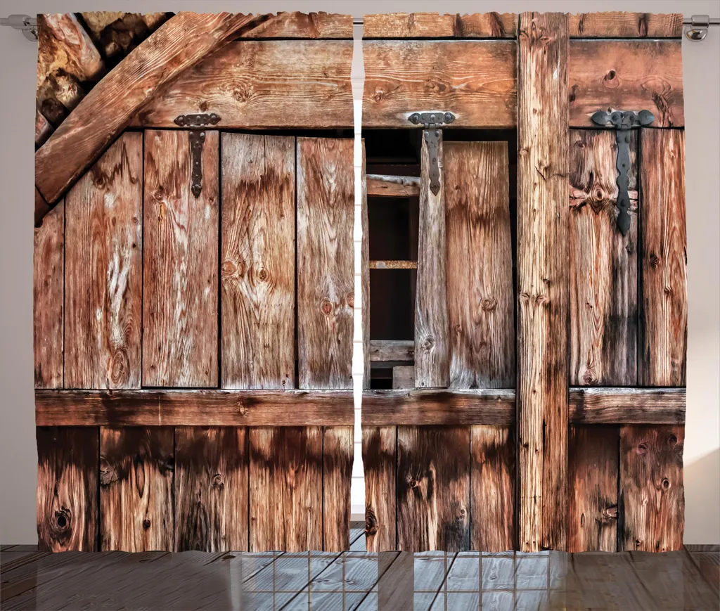 ABAKUHAUS Rideau Rustique Porte de Grange en Chêne - 280 x 225 cm