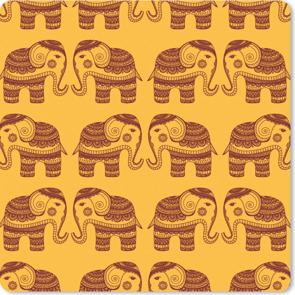 MuchoWow Mauspad Mousepad Muster - Elefant - Indien 30x30 cm - Mousepads - Maus Mat - Pad - Mausunterlage - Gaming