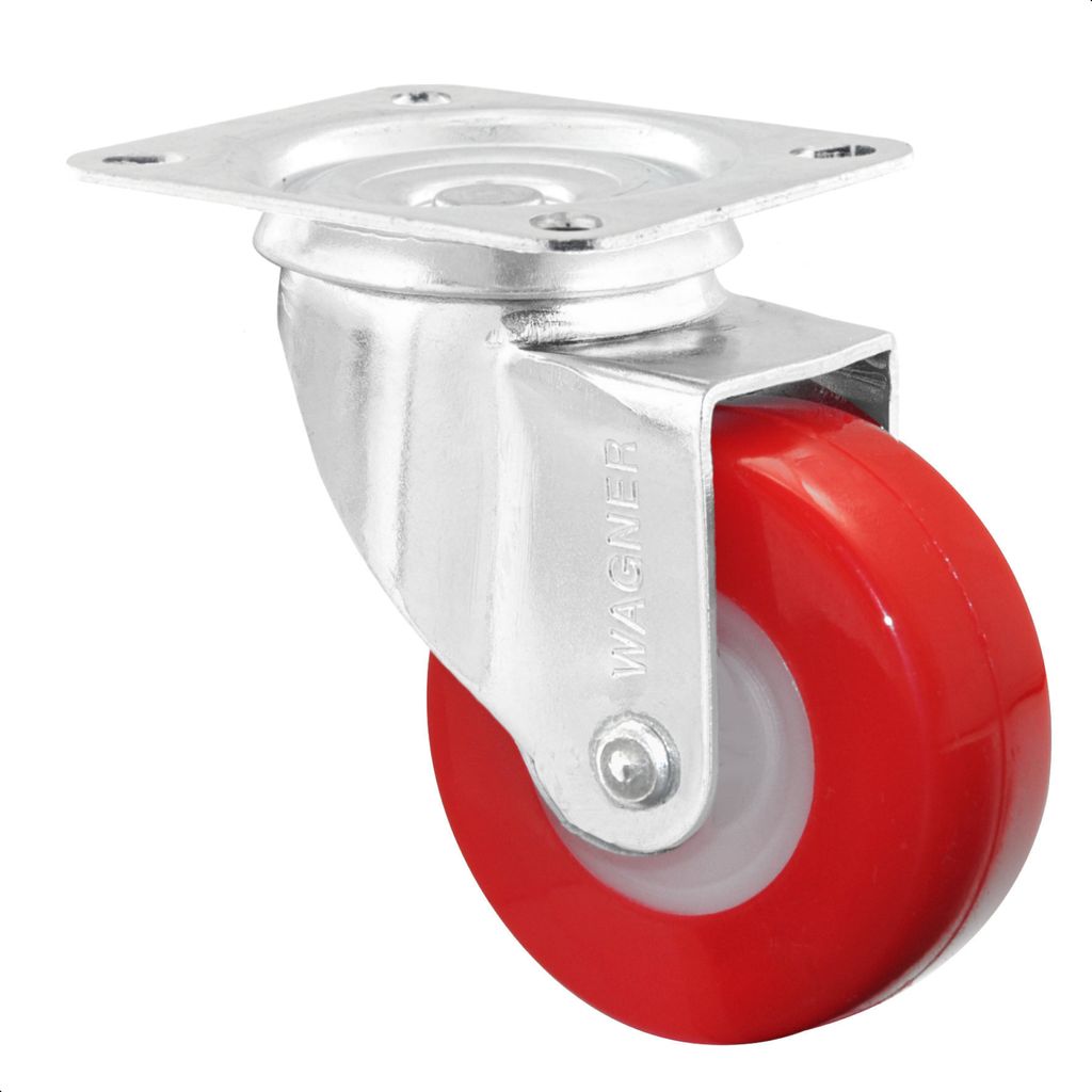 WAGNER Soft-Lenkrolle - Ø 40 mm, Stahl verzinkt, rot / weiß, Anschraubplatte, Tragkraft 40 kg - 01214001