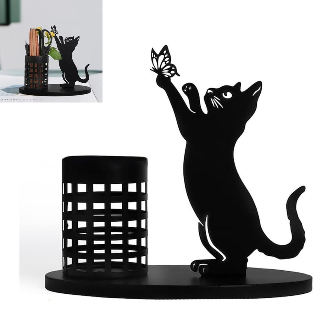 Katzen Stiftehalter für Schreibtisch, Schreibtischzubehör, Organizer,22*20cm, für Liebhaber und Frauen