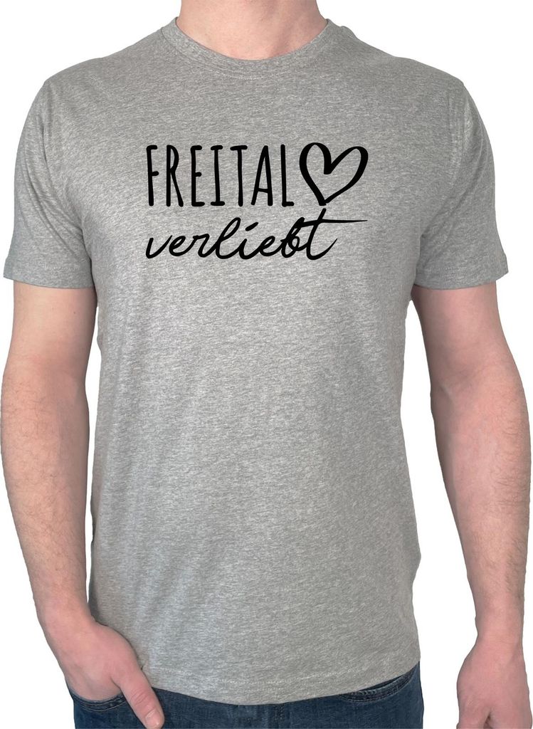 Huuraa Herren T-Shirt Freital verliebt M Sport Grey Bio Baumwolle Fairtrade Herrenshirt Geschenkidee