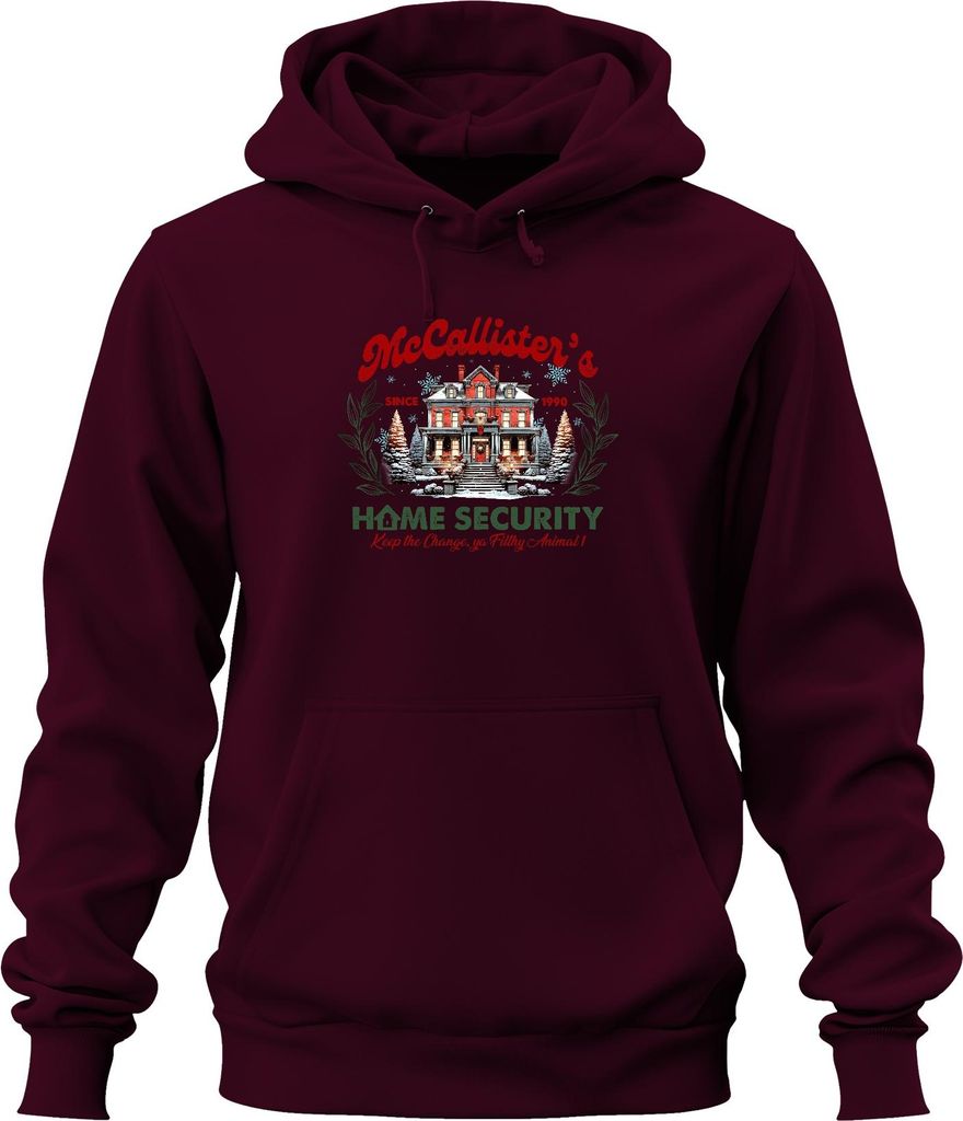 McCallister's Home Security Kevin Allein Zuhause - Weihnachten Christmas Xmas Uni Hoodie Kapuzenpullover, Burgundy, M
