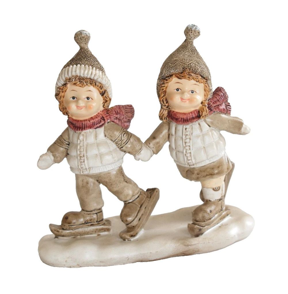 Winterkinder Deko Wichtel Kinder Paar Figur Kind Mädchen Junge Skulptur Objekt