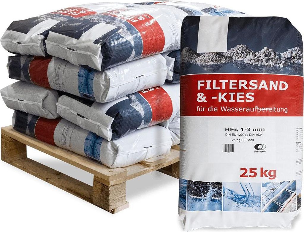 Galamio Filtersand 1,0 - 2,0 mm 25kg x 12 Sack 300kg Palette