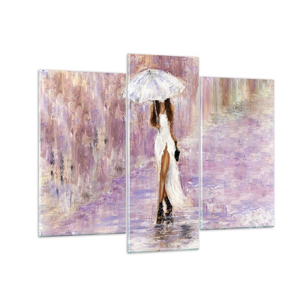 Bilder auf glas - Frau Regenschirm - 130x100cm - Glasbilder - Wandbilder - Kunstdruck - zum Aufhängen bereit - Wanddekoration aus Glas - Glas Bild...