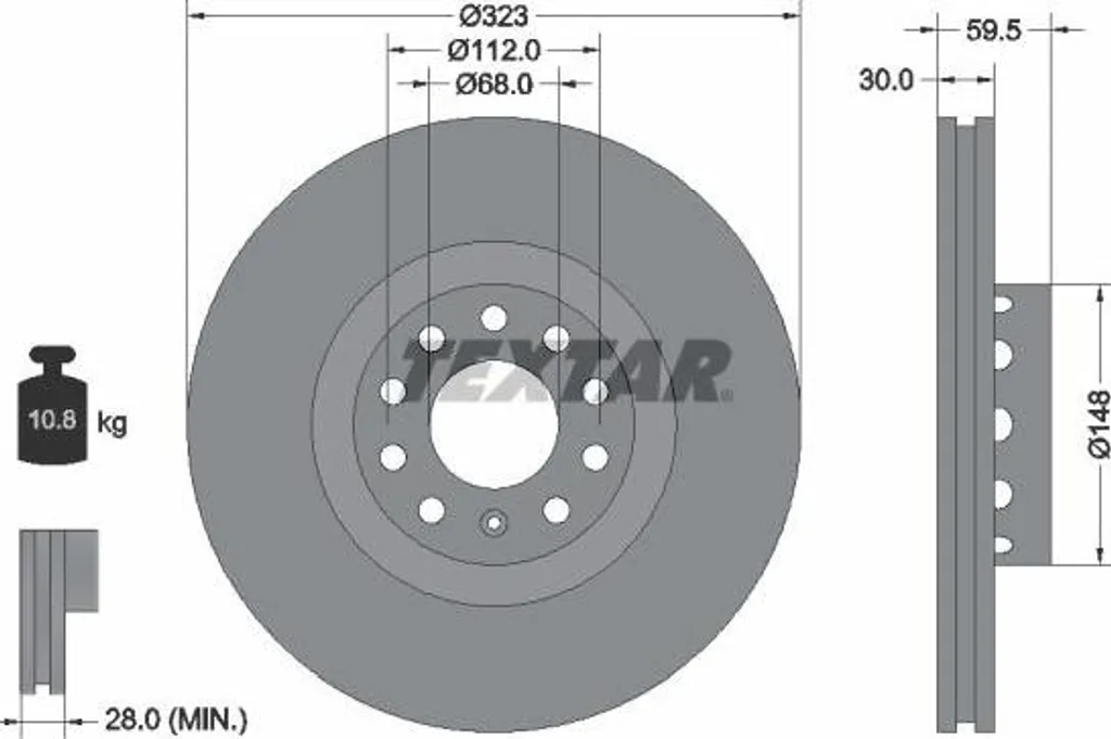 Disque de frein pour entretien de Volkswagen Phaeton Textar