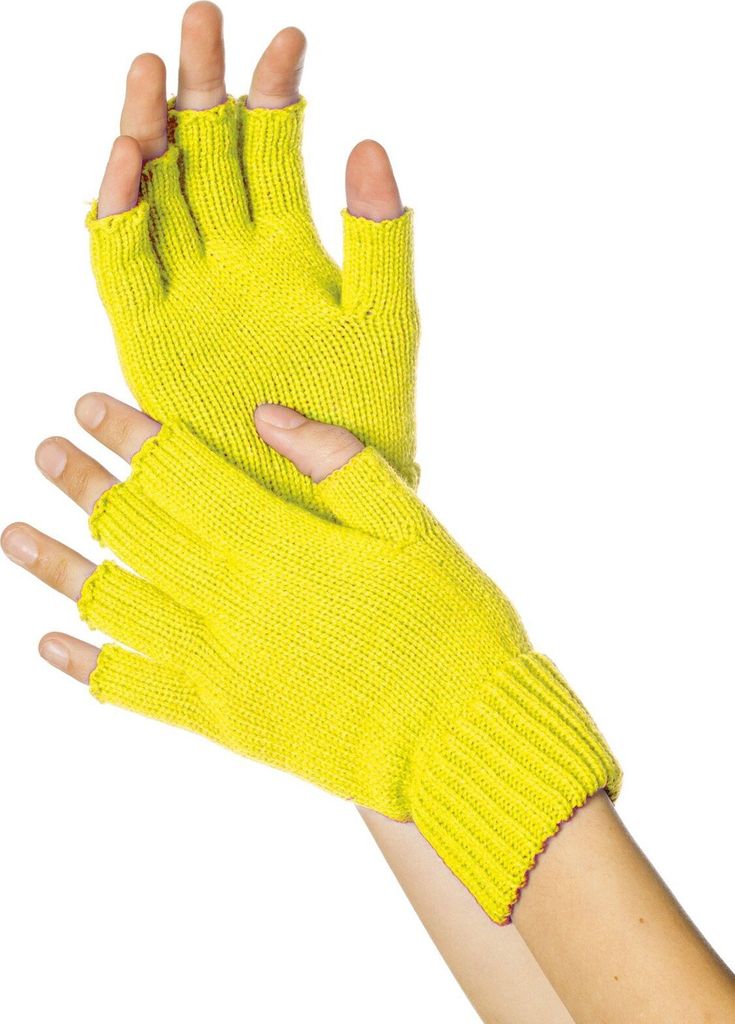 Fingerlose Strickhandschuhe neon-gelb