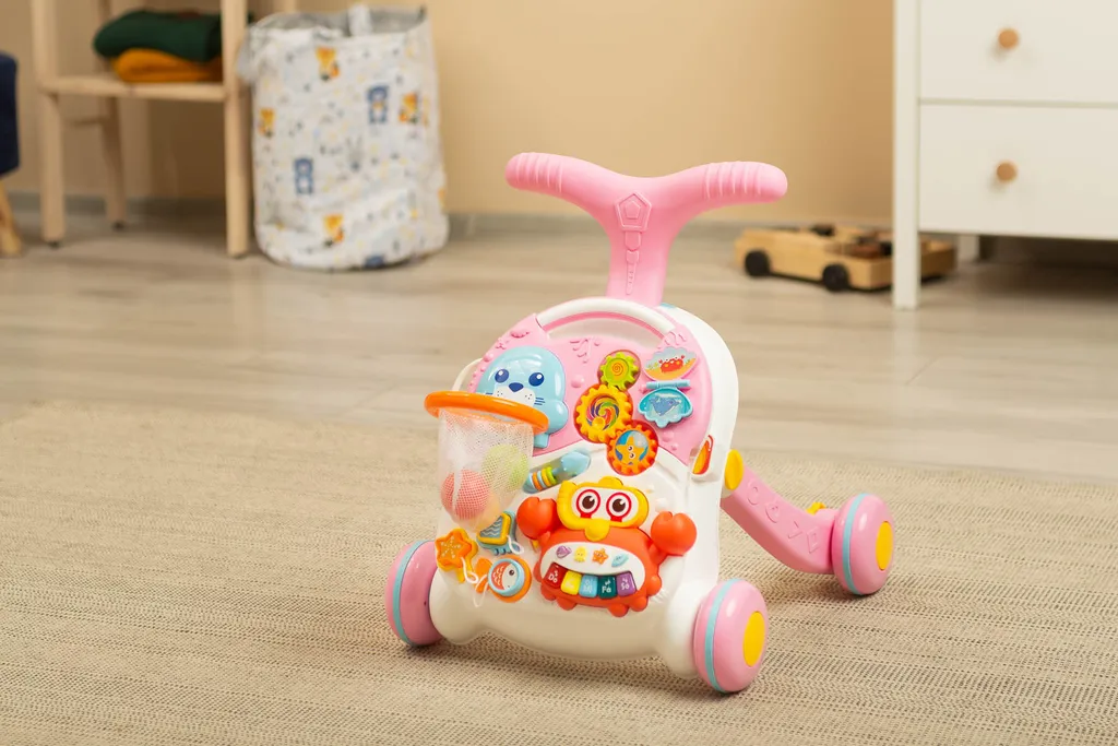 Pousseur bébé interactif TOYZ rose 2en1 table activités modulable - 3