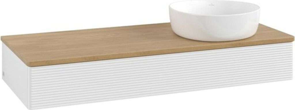 V&B Waschtischunterschrank mit Frontstruktur Antao 120x19x50cm, WBP hon. Oa, glo wh. Lac