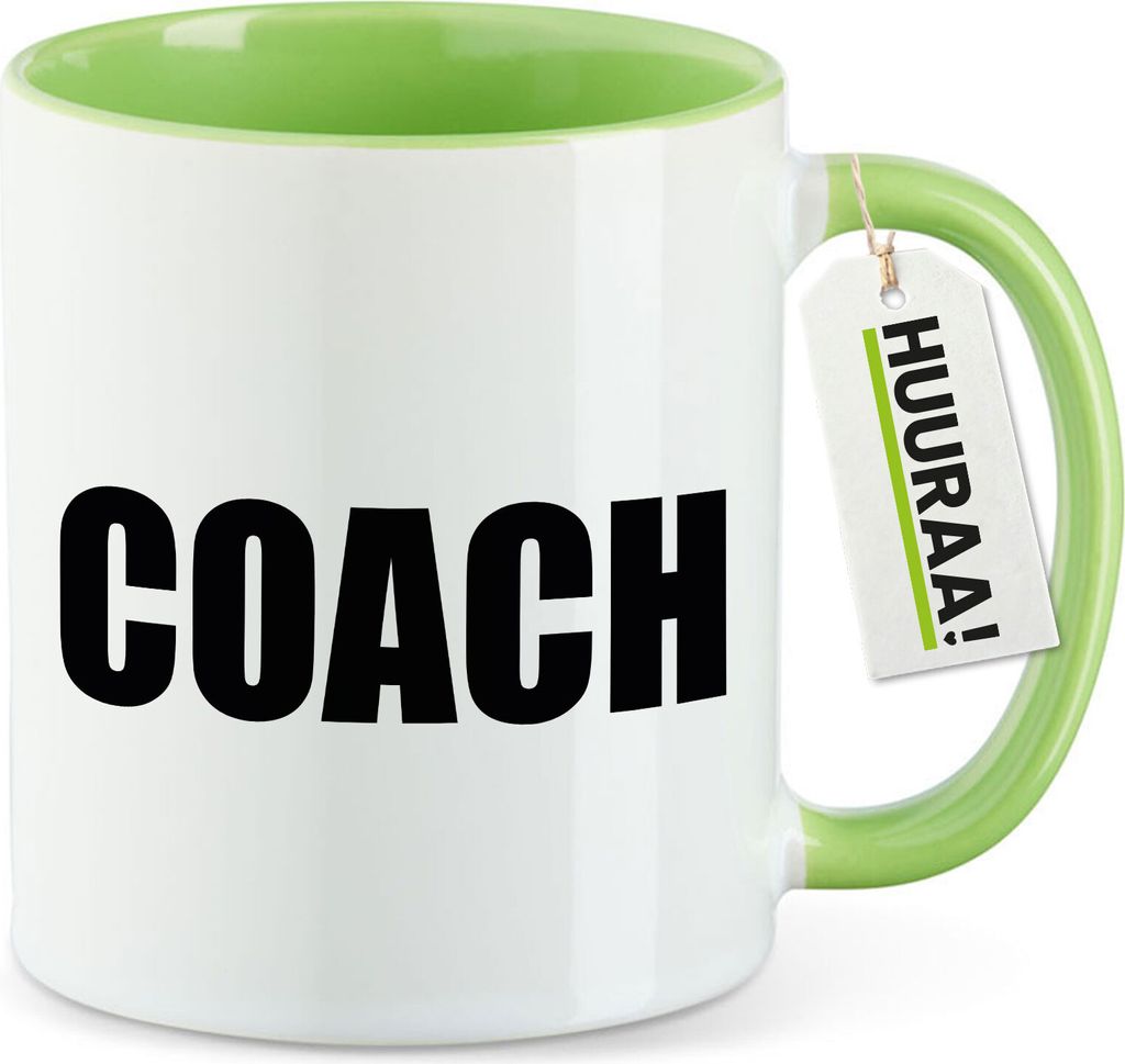 Huuraa Kaffeetasse Coach Training 330ml Grün Keramik Kaffeebecher Geschenkidee
