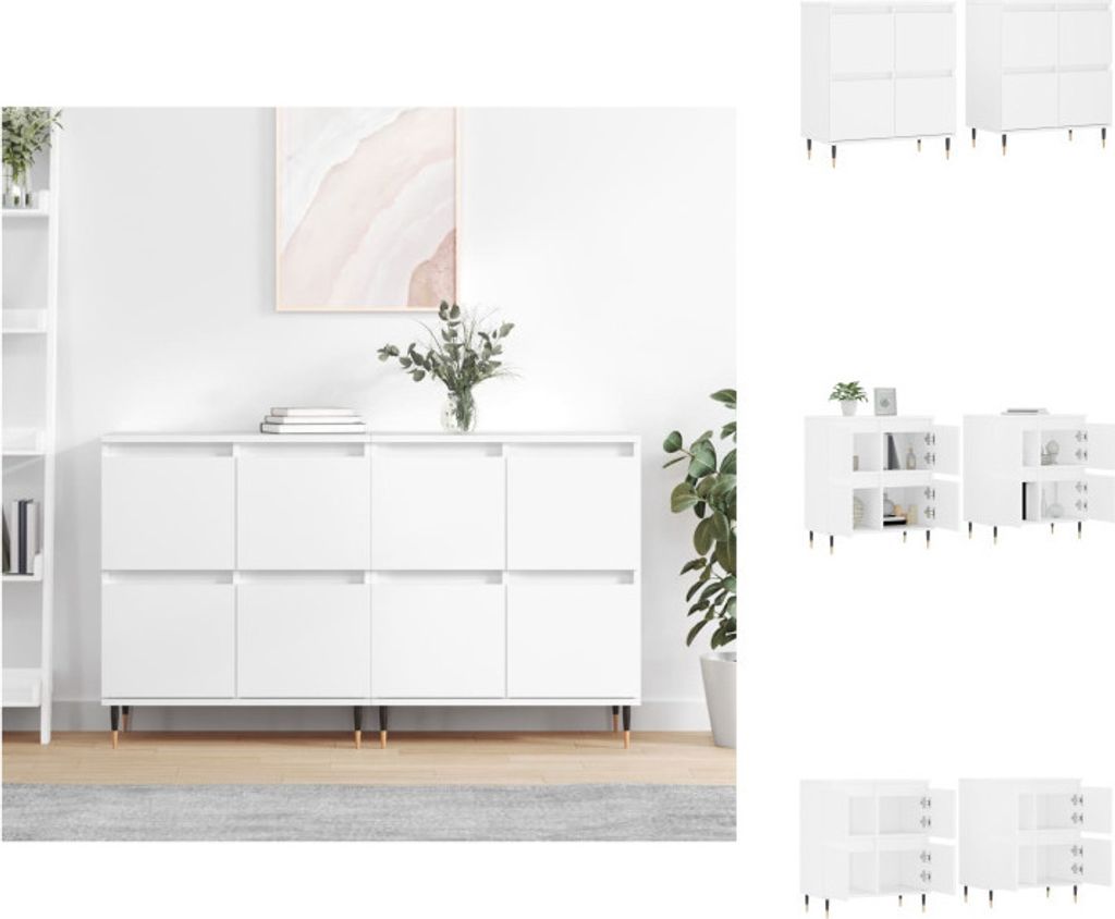 vidaXL Sideboards 2 Stk. Weiß Holzwerkstoff - Sideboards