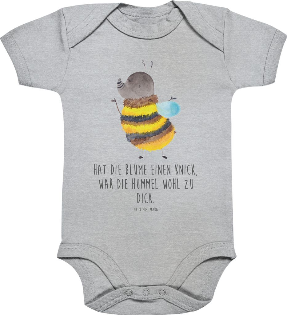 Mr. & Mrs. Panda Strampler Hummel flauschig 1. - 3. Monat - Heather Grey - Geschenk, babykleidung body, Einteiler, Biene, Blume, Babybody, Baby, Ku...