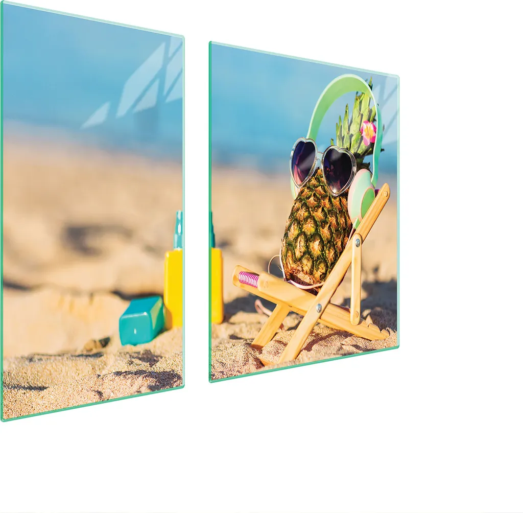 Piastre copri fornelli 2 pezzi 90x52 Copri piano cottura in ceramica tagliere in vetro ananas beach