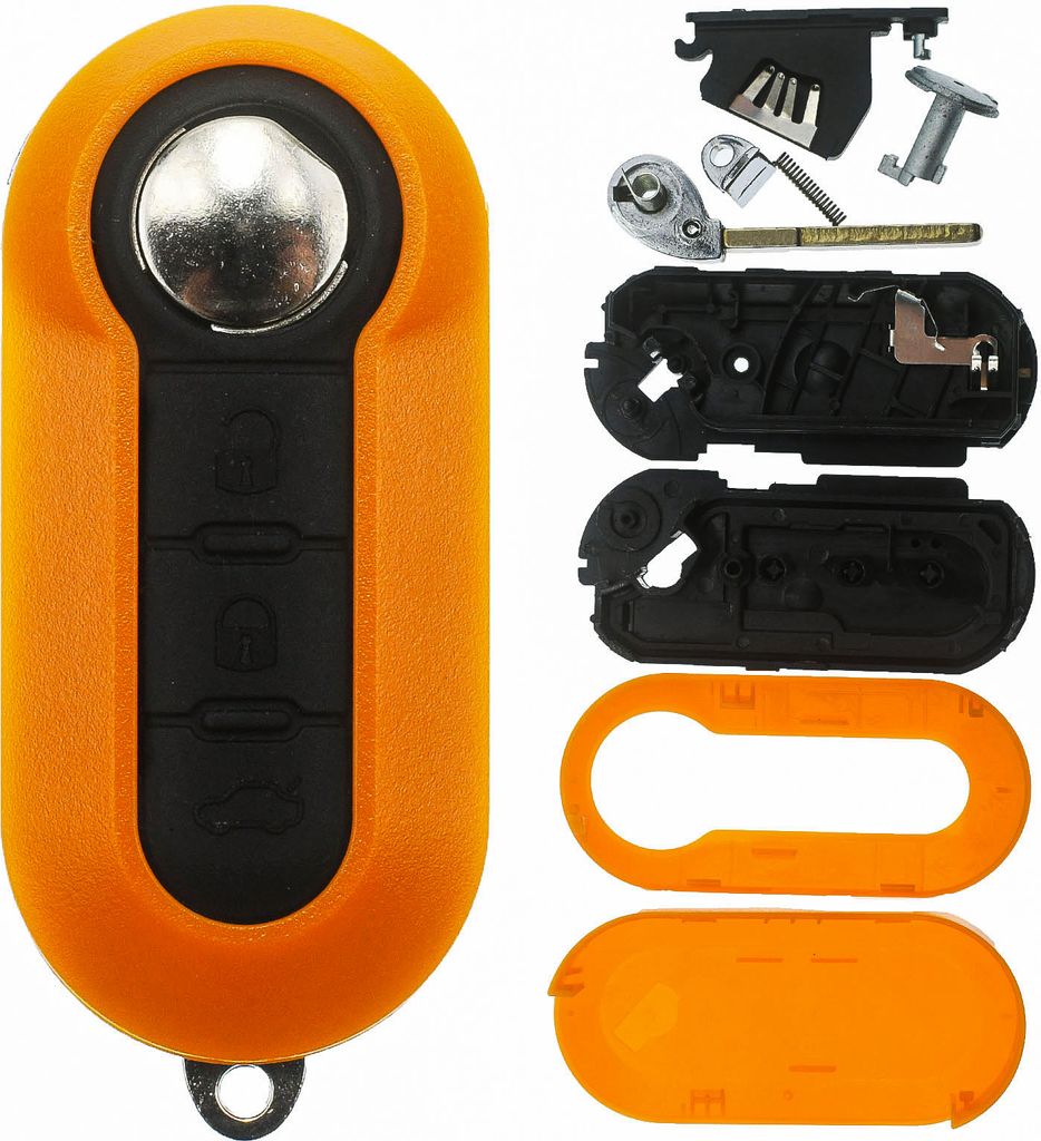 Klapp Schlüssel Gehäuse Funkschlüssel Fernbedienung Autoschlüssel Rohling SIP22 Cover ORANGE kompatibel mit OPEL/FIAT/Peugeot/Citroen