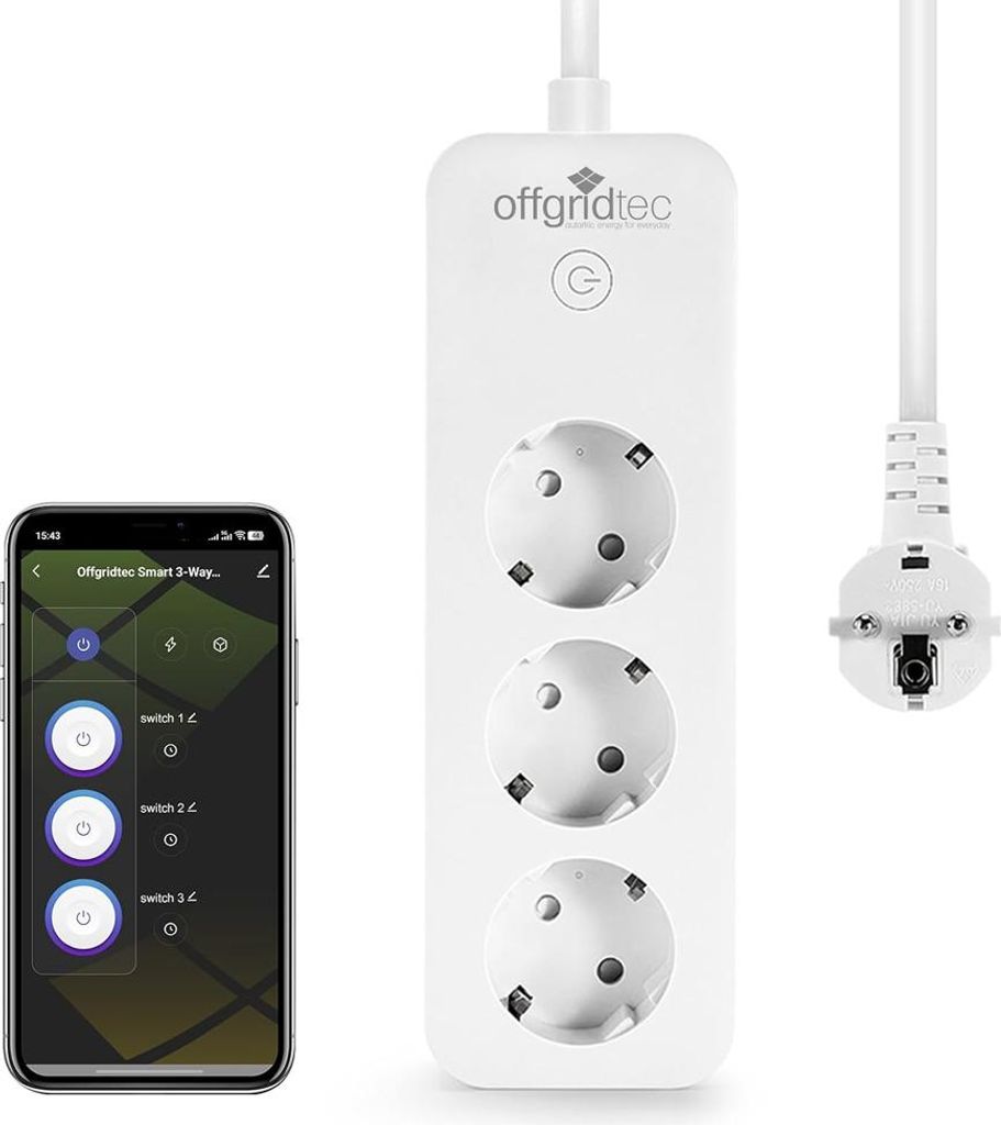 Offgridtec Smarte 3-fach Steckdosenleiste mit Smart Life- Produktbild 