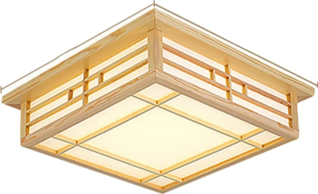 Plafonnier LED Bois pour Chambre ou Bureau Éclairage Réglable Jaune