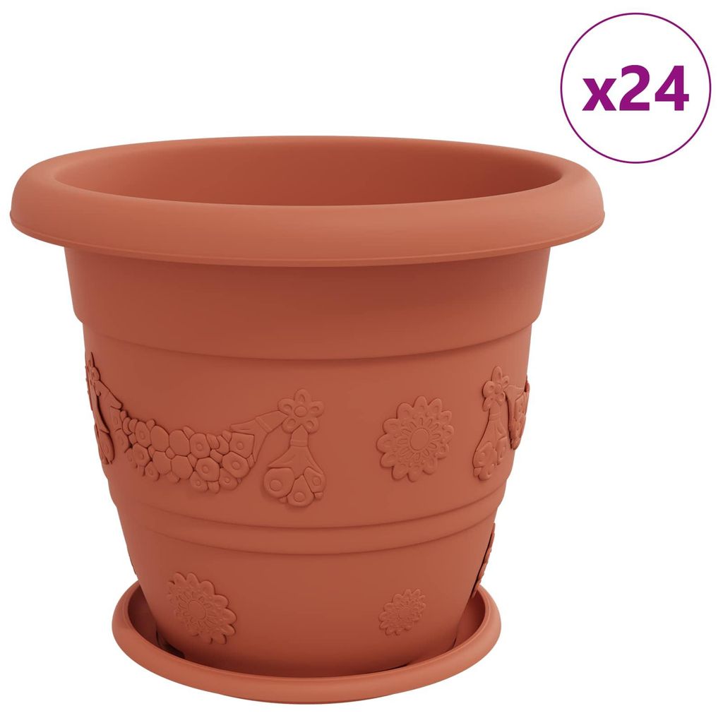 Blumentöpfe 24 pcs Ziegelrot Ø 39 x 32 cm Kunststoff