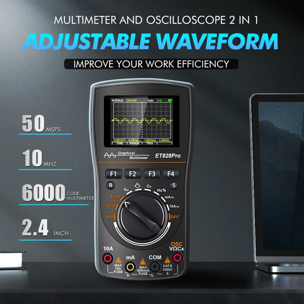 Multimètre oscilloscope graphique intelligent ET828Pro pour tests de DIY - 4