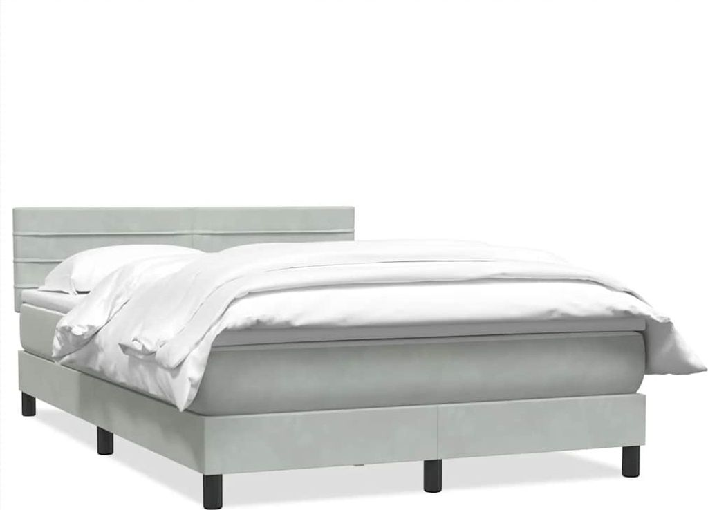 vidaXL Boxspringbett mit Matratze Hellgrau 160x210 cm Samt